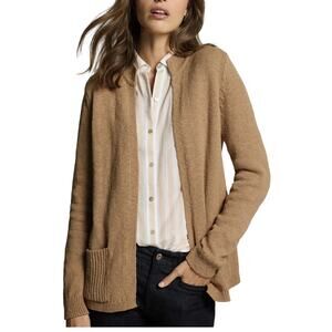 J Jill Patch Pocket Cardigan Sweater Women’s Size L Open Front Toffee Brown NWT